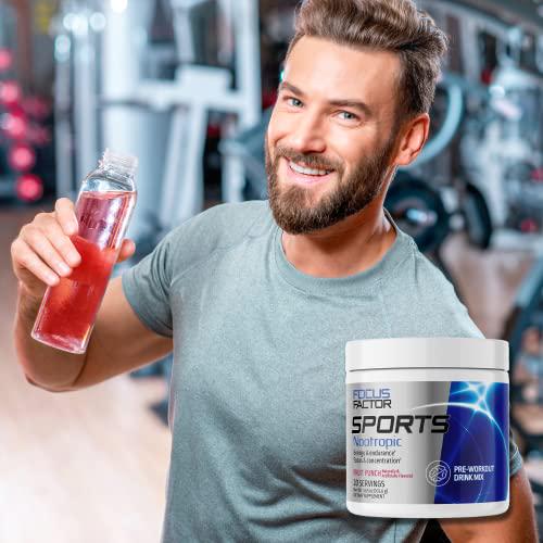 Focus Factor Pre-Workout Sports Supplement with Lions Mane - Nootropic for Energy, Endurance, Concentration Performance Boost Arginine, L-theanine, Beta Alanine, L-Citrulline, Ginkgo Biloba, Red