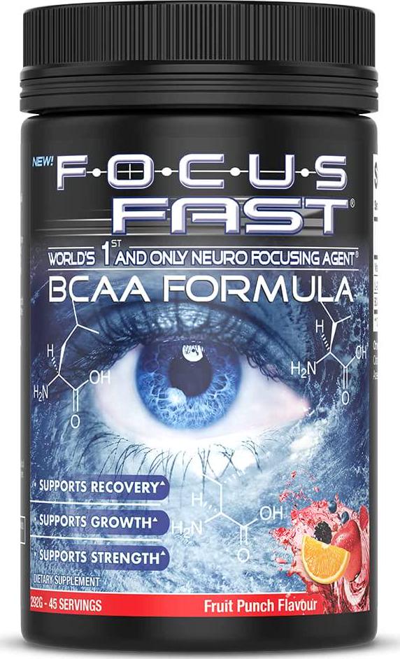 Focus Fast BCAA Formula Powder - Branched Chain Amino Acids 2:1:1. Support Recovery, Growth and Strength. Fruit Punch