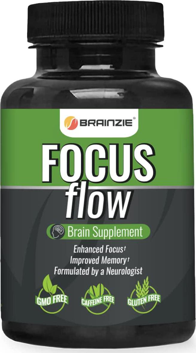 Focus Flow Nootropics Brain Booster Supplement for Focus, Memory and Clarity* - 60 Veggie Capsules - Caffeine Free - 7 Proven Ingredients