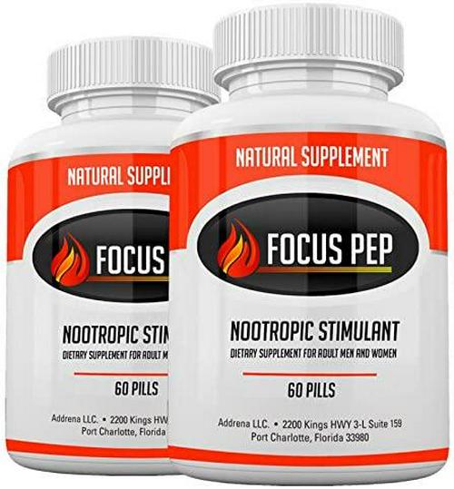Focus Pep 2 Pack- Over The Counter Stimulants to Speed Up Naturally: Study Alternative and Best Energy Supplements for Nootropic Brain Boosting, 1207 mg, 120 Pills