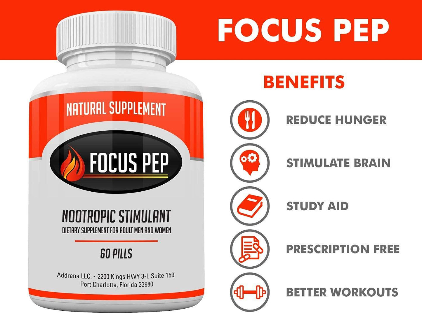 Focus Pep 2 Pack- Over The Counter Stimulants to Speed Up Naturally: Study Alternative and Best Energy Supplements for Nootropic Brain Boosting, 1207 mg, 120 Pills