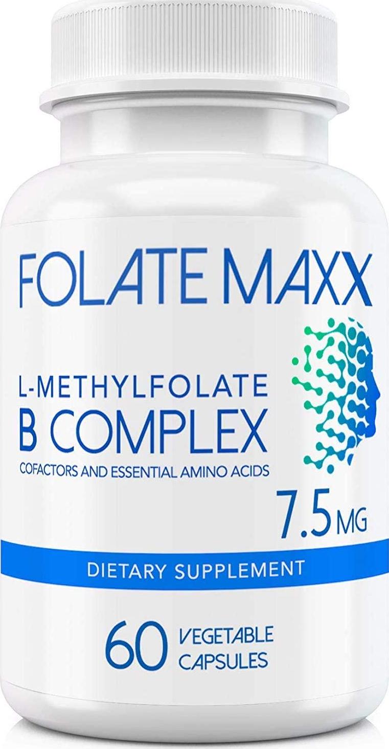 FolateMaxx L-Methylfolate 7.5 MG + B12 B6 B Complex 60 ct Professional Active Folate Non-GMO Gluten Free Methyl Folate, 5-MTHF