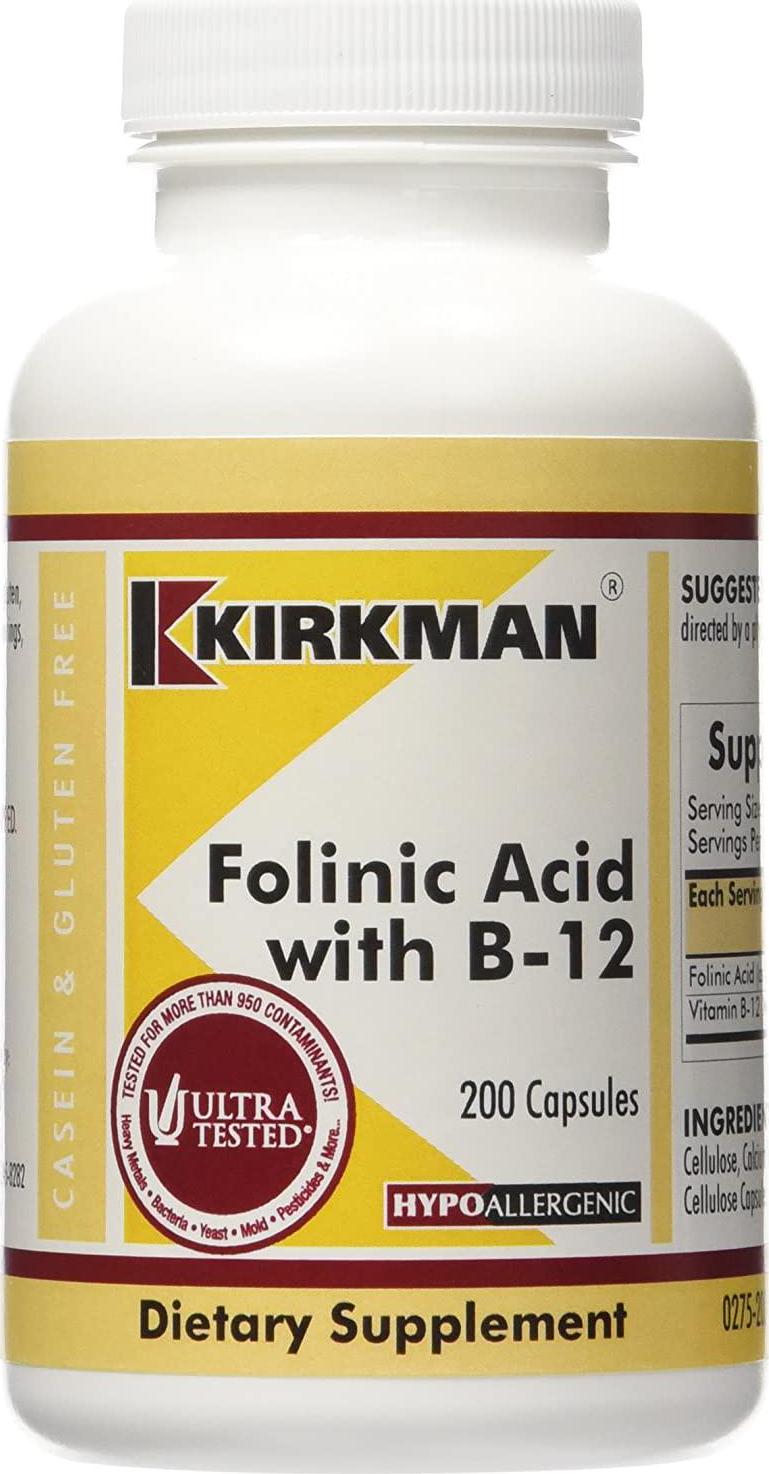 Folinic Acid w/B-12, Hypoallergenic, 200 Capsules