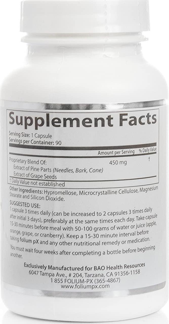 Folium pX Immune System Support, Full Body Cleanse, Heavy Metal Detox, Mercury, Lead, Arsenic, Barradium, Gadolinium, Cadmium Poisoning, Super Antioxidant Supplement, Pine Bark, Grape-Seed Extract