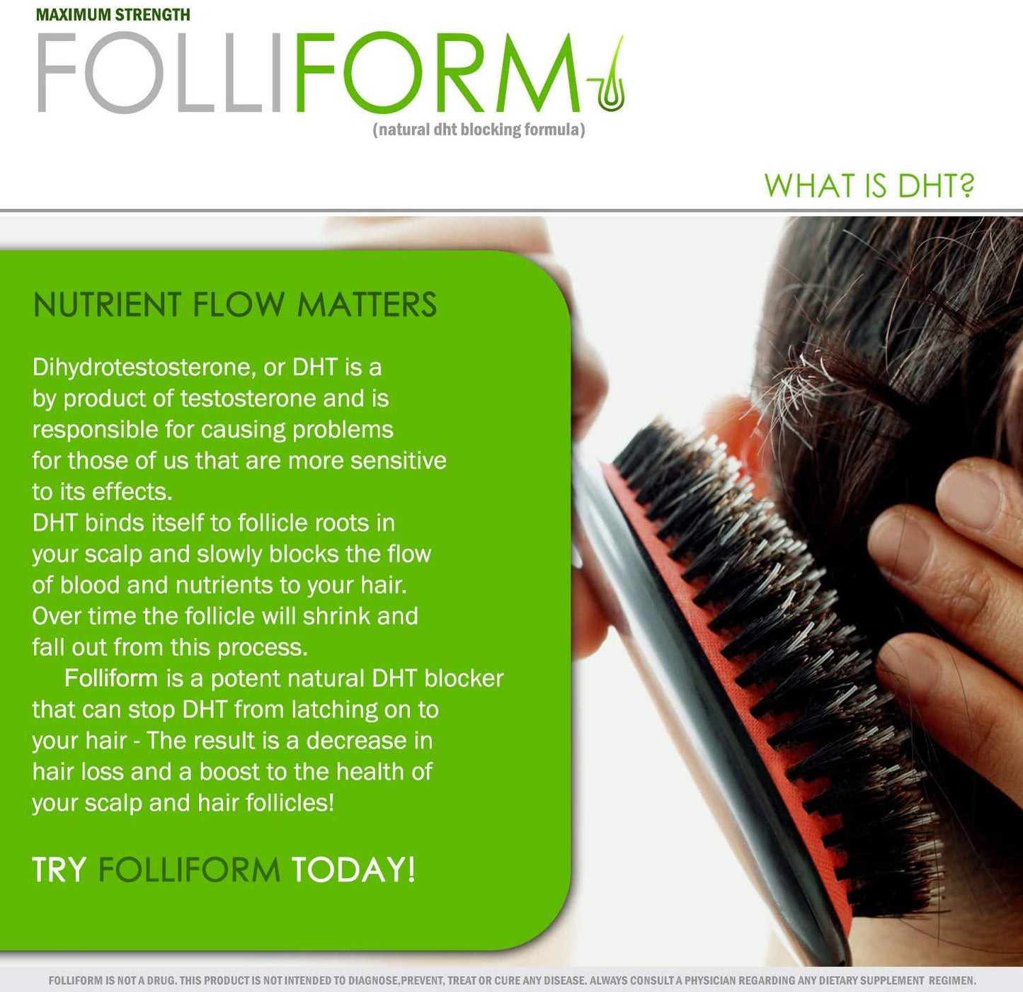 Folliform DHT Blocker Supplement for Hair Loss | Natural Saw Palmetto Pygeum Nettle Root Formula for Men and Women