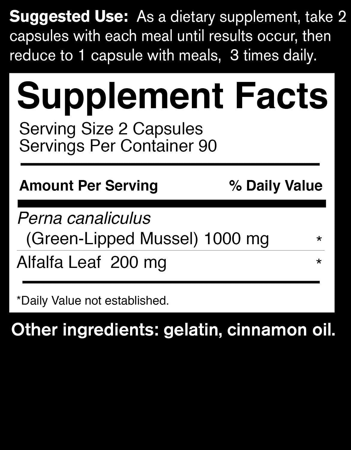 FoodScience of Vermont New Zealand Green Lipped Sea Mussel Supplement, 180 Capsules - Supports Joint Health, Mobility and Comfort