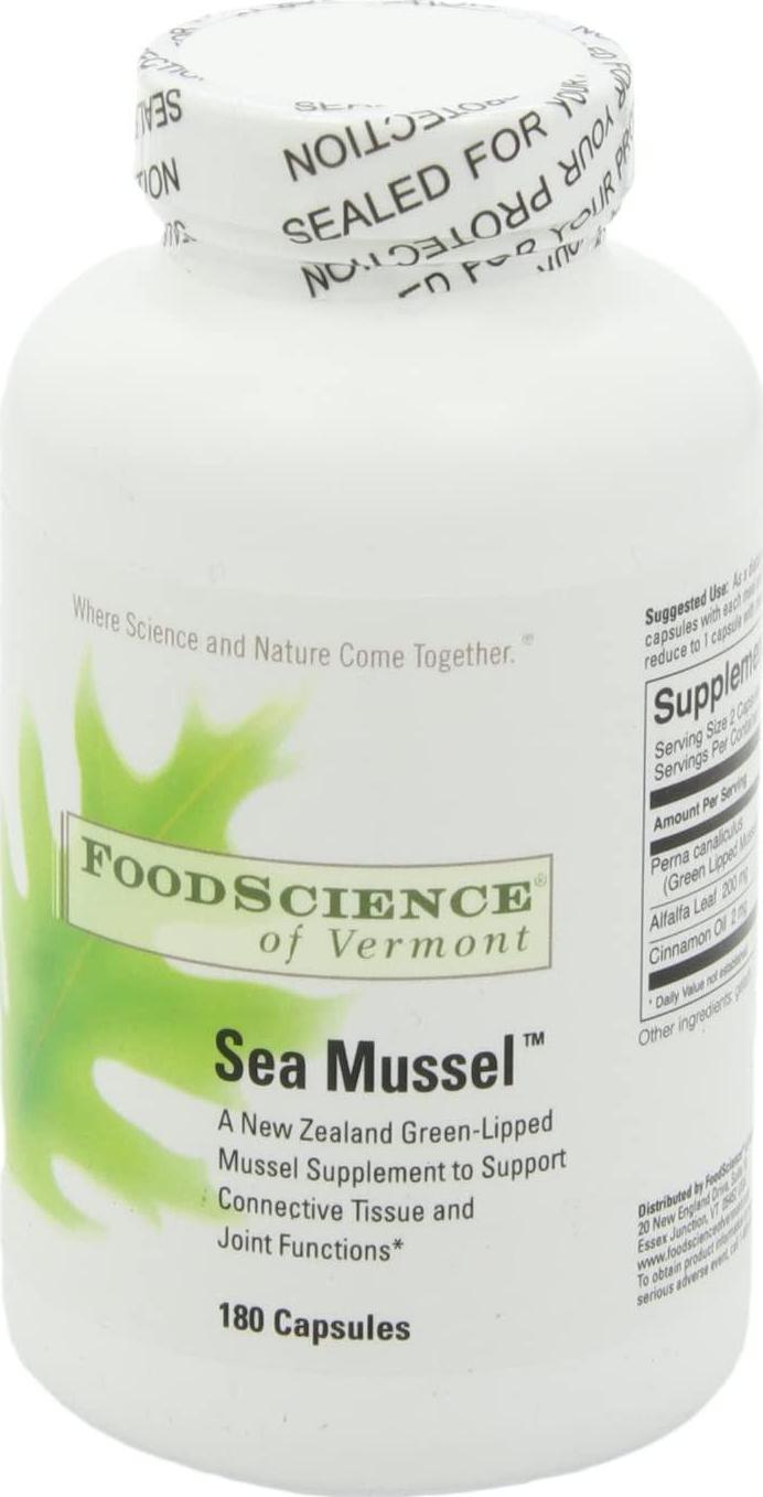 FoodScience of Vermont New Zealand Green Lipped Sea Mussel Supplement, 180 Capsules - Supports Joint Health, Mobility and Comfort