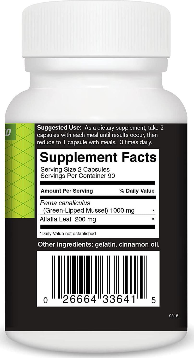 FoodScience of Vermont New Zealand Green Lipped Sea Mussel Supplement, 180 Capsules - Supports Joint Health, Mobility and Comfort