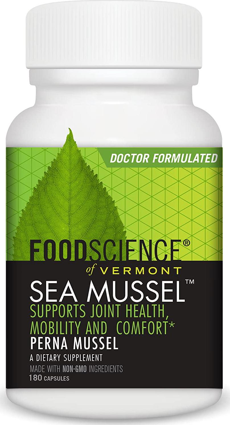 FoodScience of Vermont New Zealand Green Lipped Sea Mussel Supplement, 180 Capsules - Supports Joint Health, Mobility and Comfort