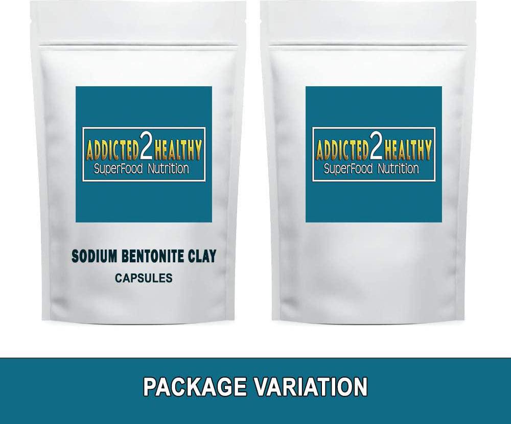 Food Grade Sodium Bentonite Clay Powder Capsules (1000 mg) 300 Count Bundle (60 Capsules x 5 Packages) by Addicted 2 Healthy