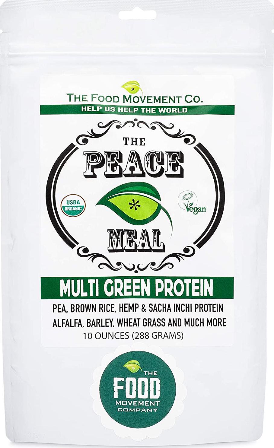 Food Movement - The Peace Meal Multi Green protein 10 oz. vegan organic