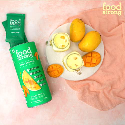 Foodstrong Daily Protein, Mango Shake, Clean Grass Fed Whey Protein Powder with Turmeric and Green Tea, 24G of Protein, Hormone Free Non GMO Gluten Free No Added Sugar, 16 Servings, 18.6 Ounce
