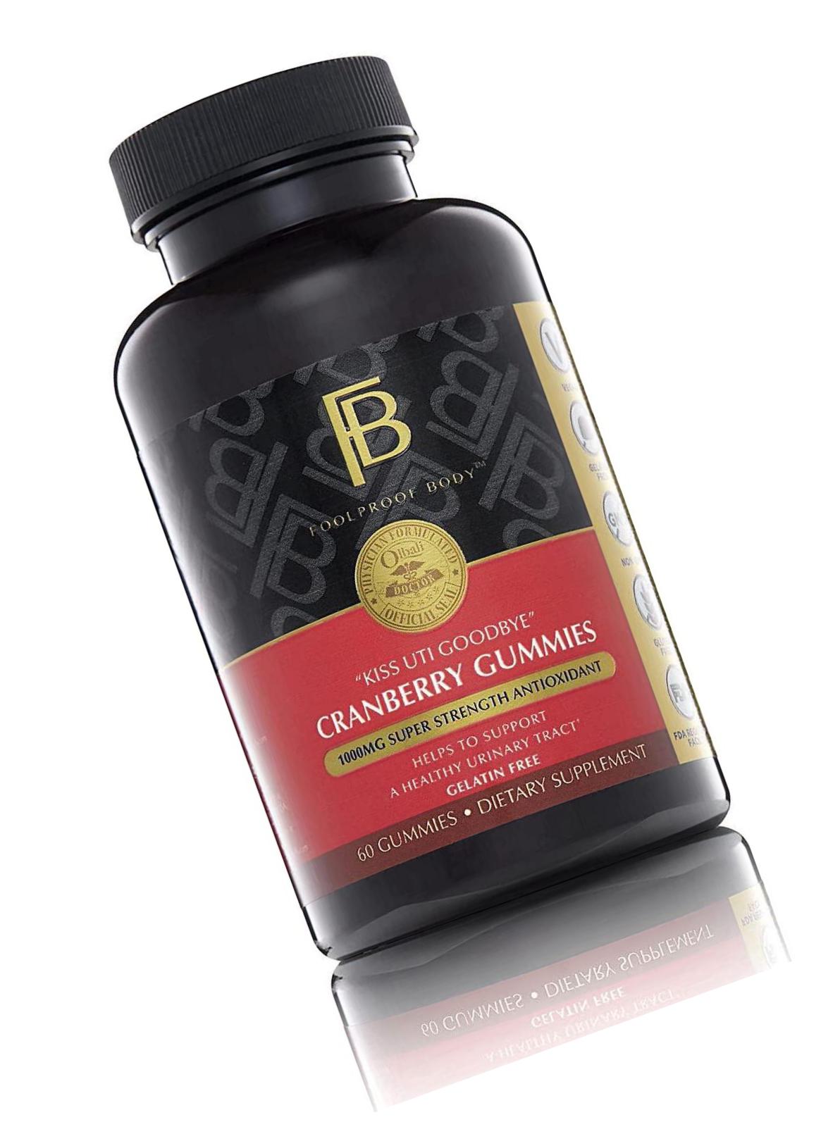 Foolproof Body Kiss UTI Goodbye Cranberry Gummies Extra Strength 1000mg