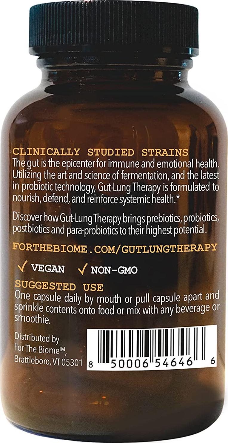 For The Biome Gut-Lung Therapy | Probiotics That Fortify Immunity and Lung Health Through Your Gut | Vegan Formula with 1B CFU Lactobacillus Plantarum DR7 + Broad-Spectrum Fermentate (30)