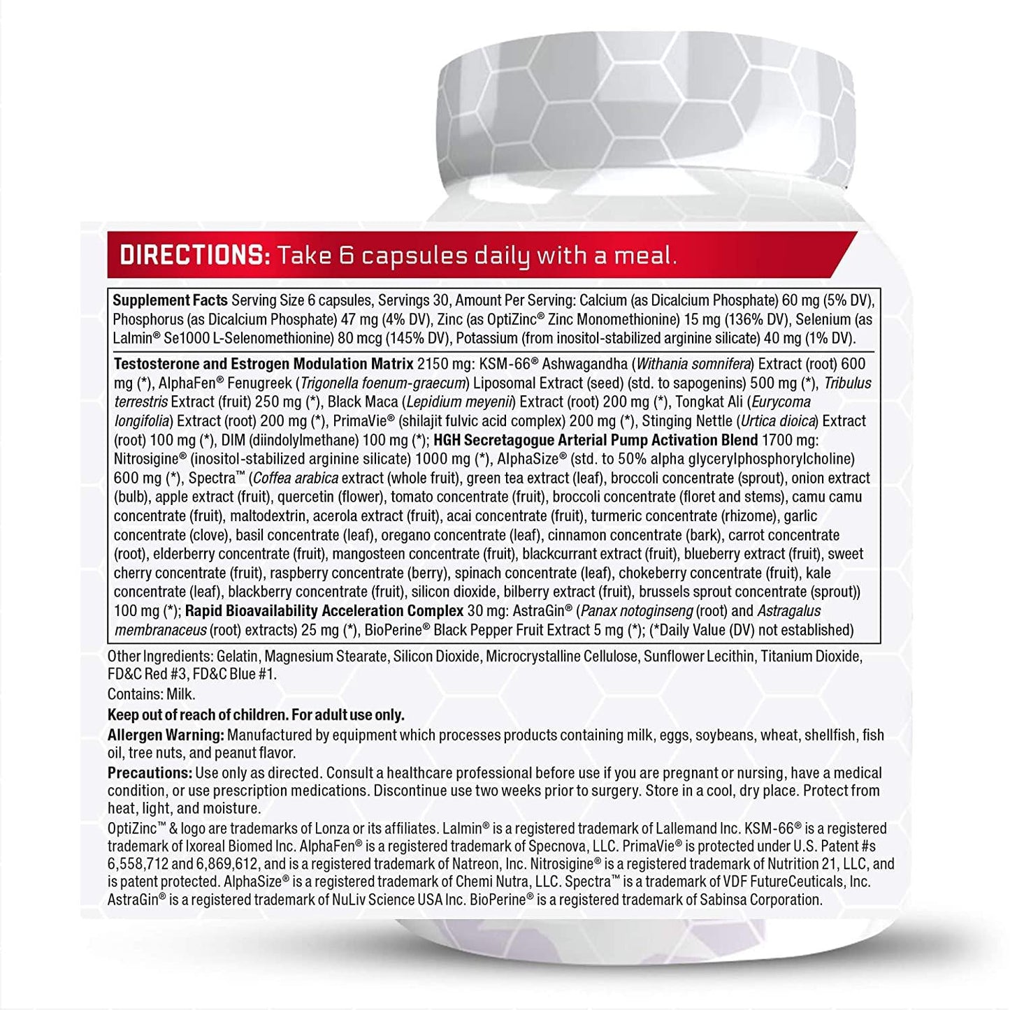 Force Factor Alpha King Immortal Total Masculine Hormone Support, Boost Testosterone and Reduce Estrogen, Improve Strength, Muscle, and force, and Enhance Performance, 180 Count, White