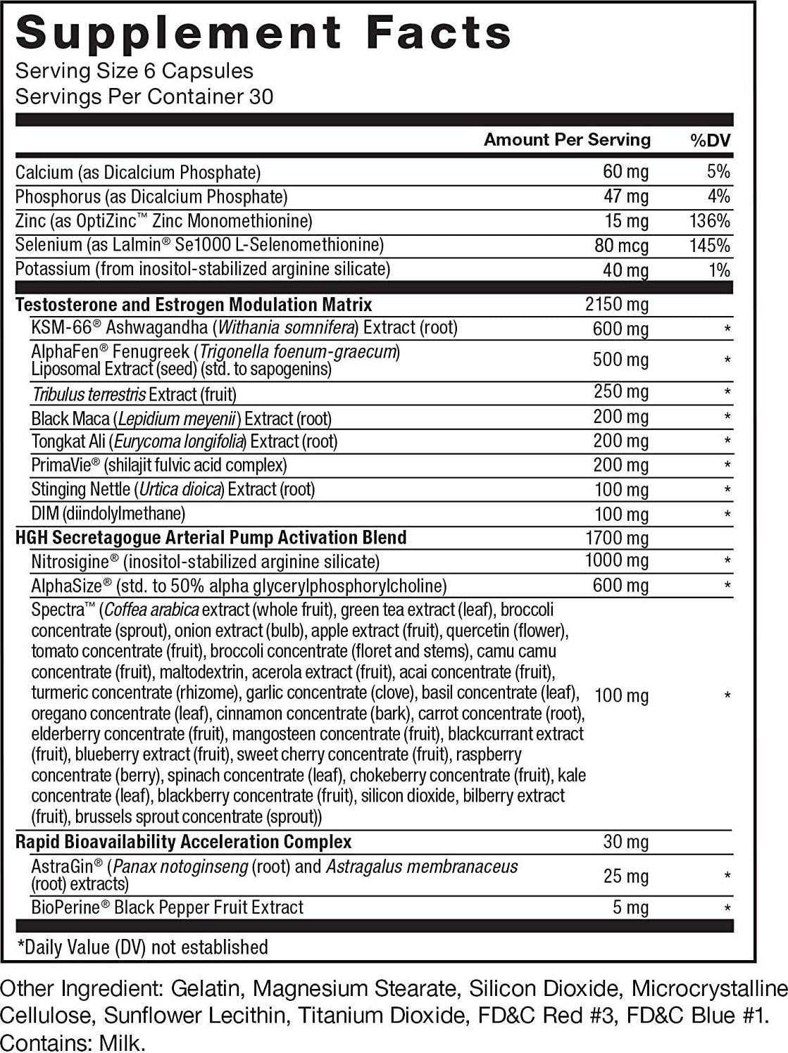Force Factor Alpha King Immortal Total Masculine Hormone Support, Boost Testosterone and Reduce Estrogen, Improve Strength, Muscle, and force, and Enhance Performance, 180 Count, White