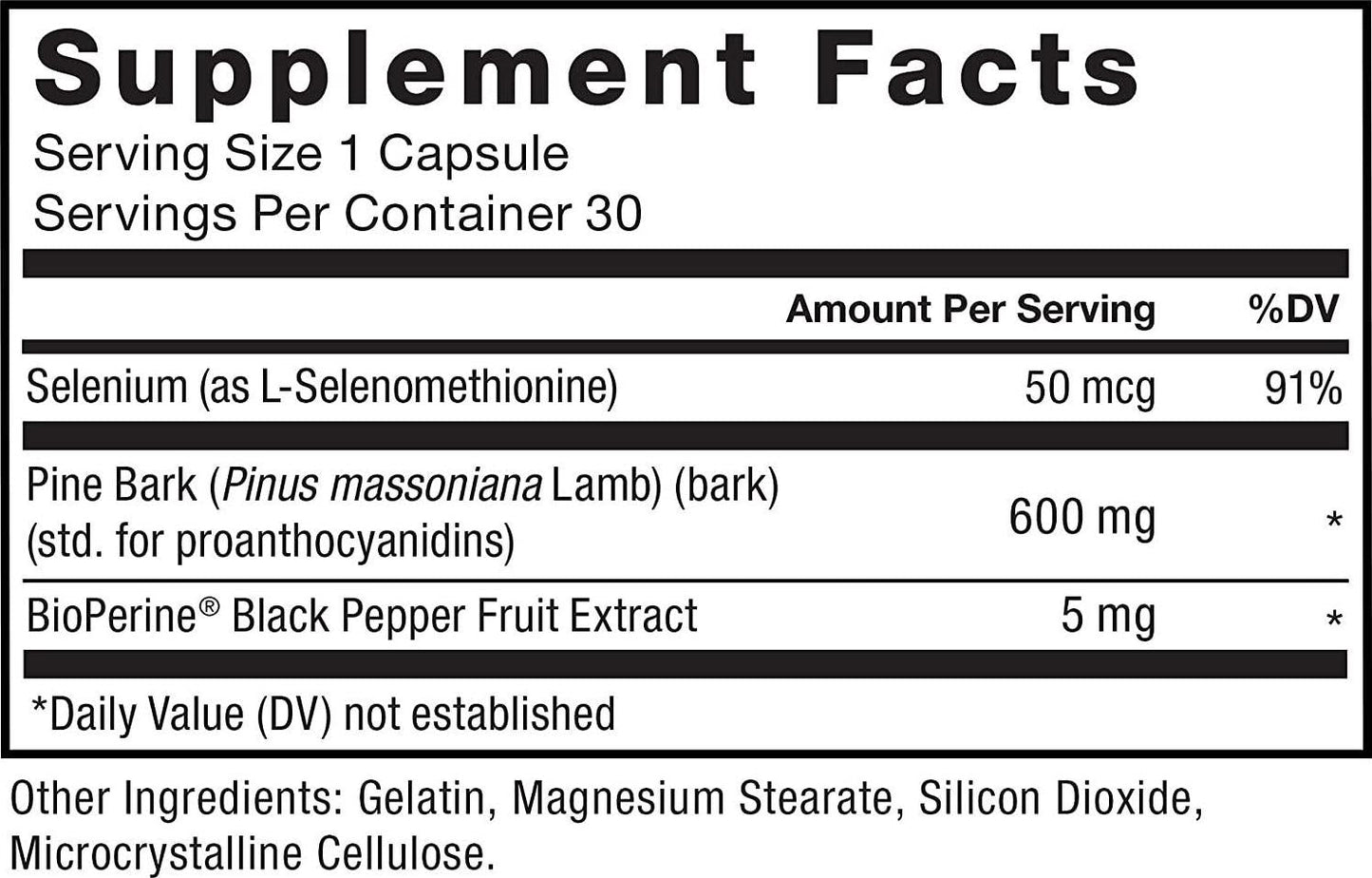 Force Factor Pine Bark Extract, Traditionally Used to Support Nitric Oxide Production, Enhance Blood Flow and Circulation, Made with Key Natural Ingredients, Superior Absorption, Black, 30 Count