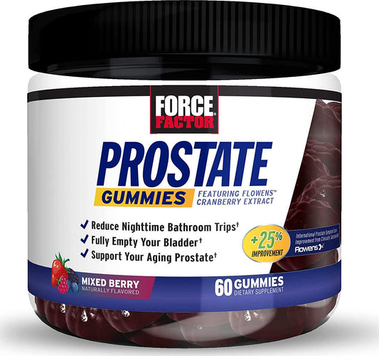 Force Factor Prostate Gummies, Saw Palmetto and Beta Sitosterol Supplement for Men, Reduce Nighttime Bathroom Trips, Fully Empty Your Bladder and Support Your Aging, White, 60 Count