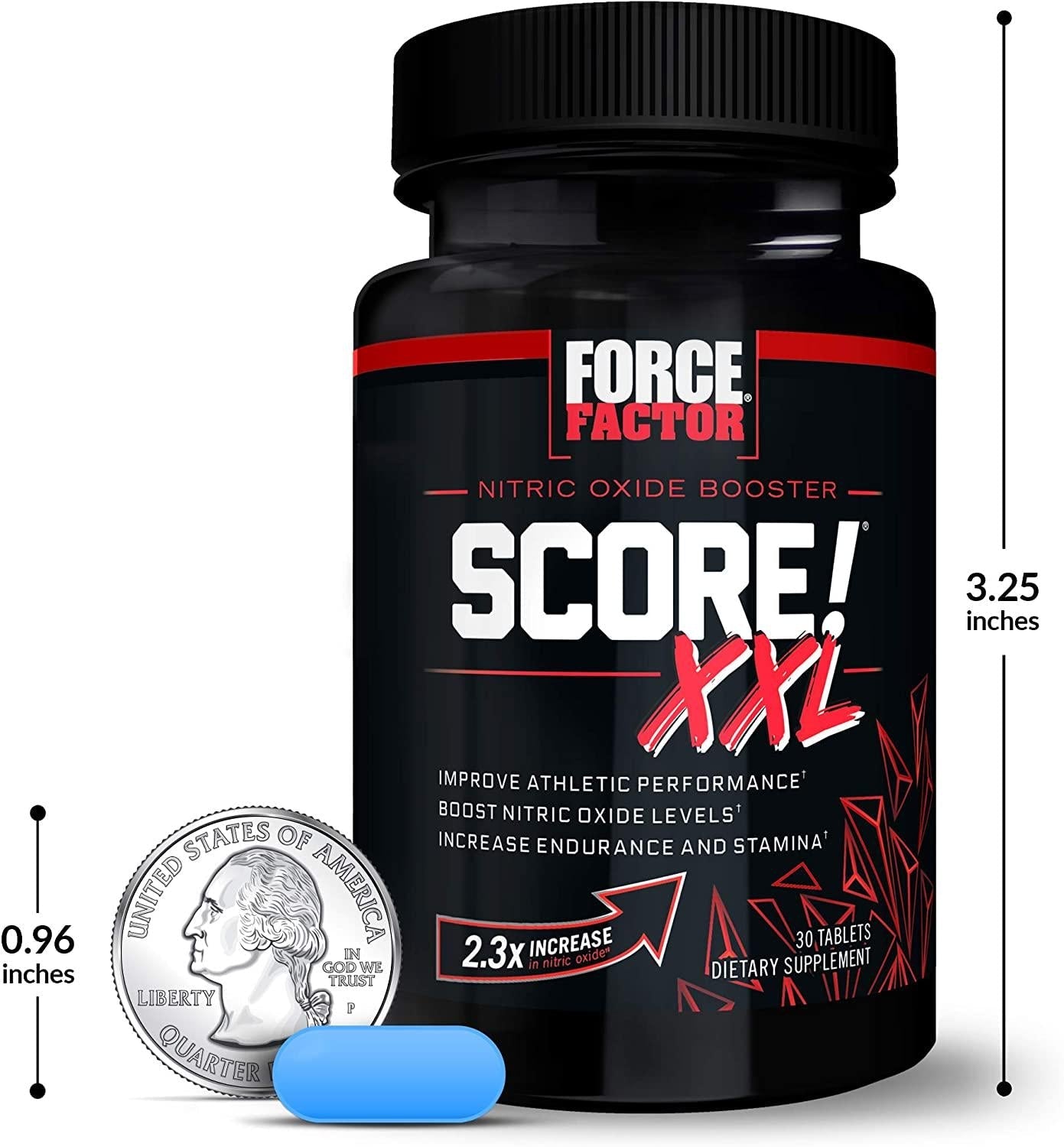 Force Factor SCORE! XXL, Nitric Oxide Booster For Men, Support Blood Flow and Muscle Growth with L-Citrulline, Tribulus, Extended Release Caffeine, 30 Count
