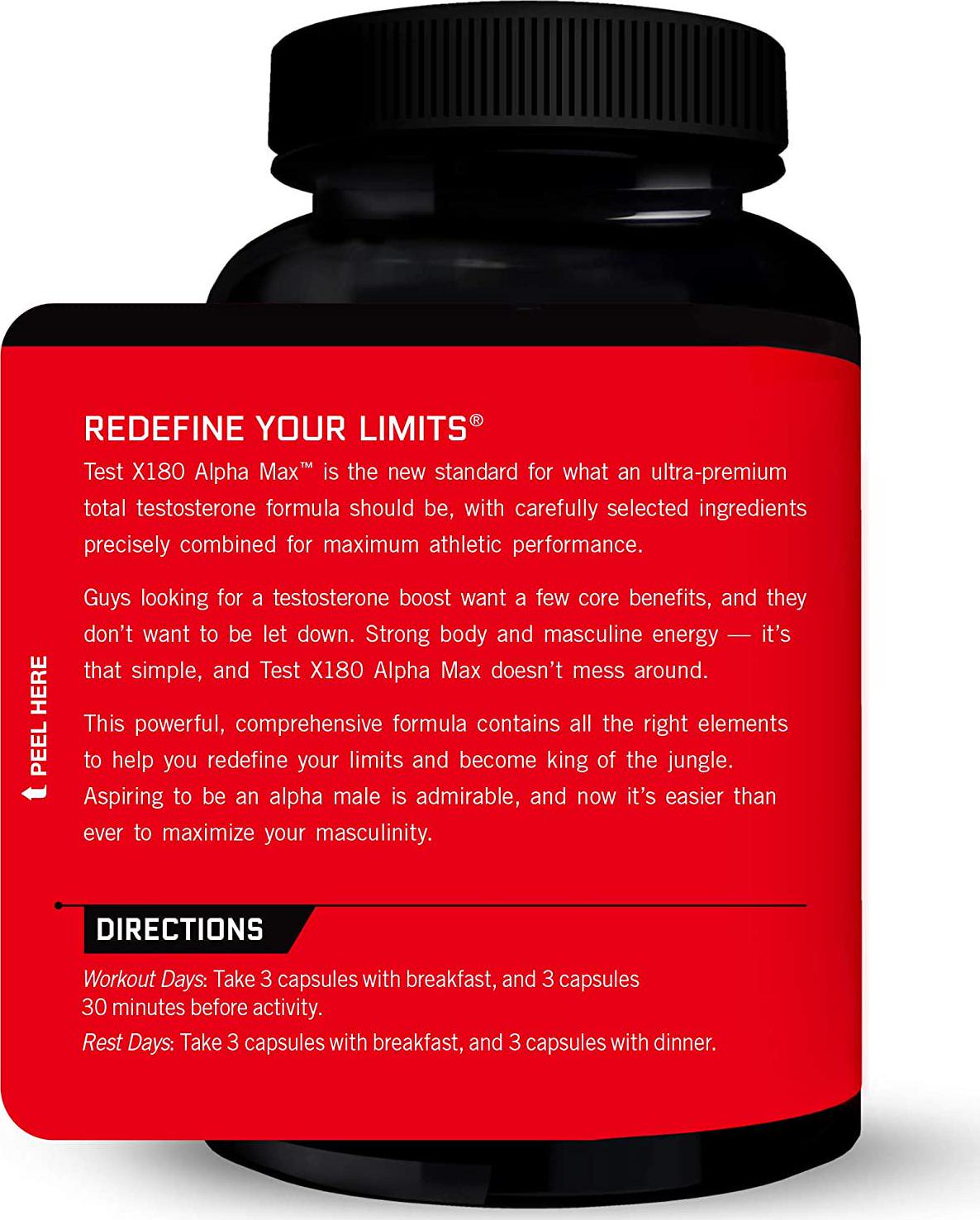 Force Factor Test X180 Alpha Max, Nitric Oxide Booster, Lean Muscle Builder For Men with Testofen, L-Citrulline, Tribulus Terrestris, and Black Maca, 180 Count