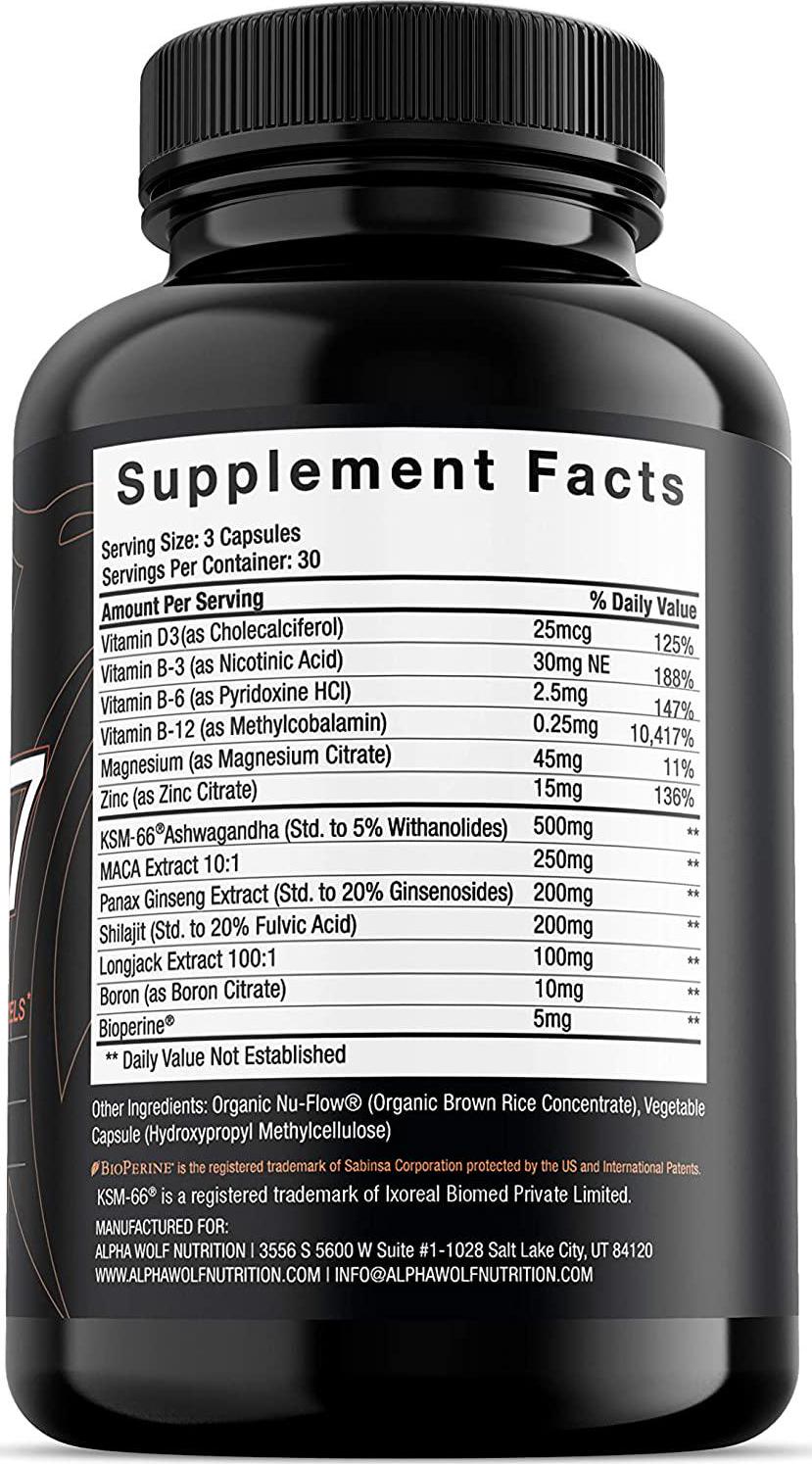 Force X7 Testosterone Booster for Men - 100% Natural - KSM-66 Ashwagandha, Shilajit, Longjack, Maca Root, Ginseng, Boron, Vitamin D, Zinc, Magnesium