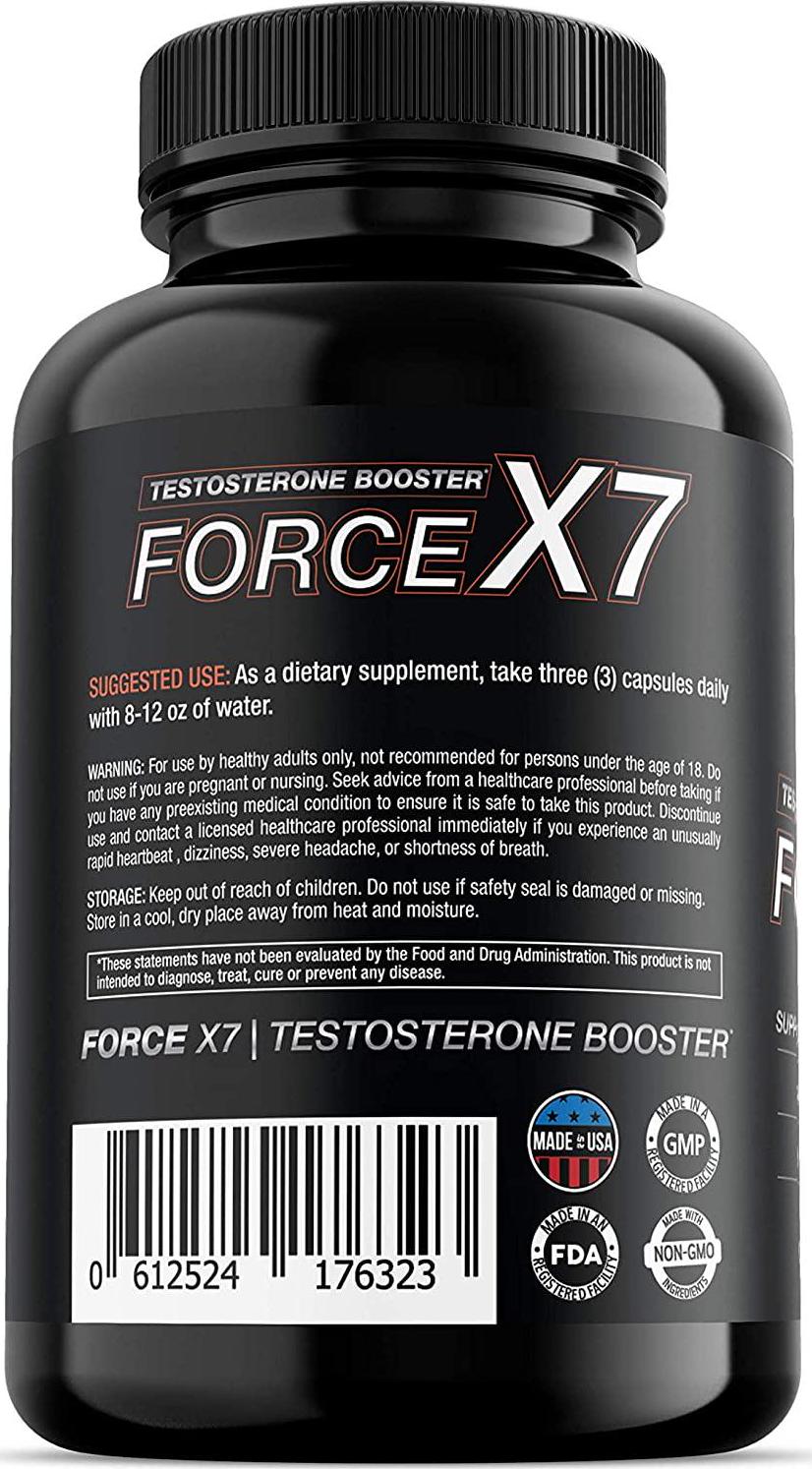 Force X7 Testosterone Booster for Men - 100% Natural - KSM-66 Ashwagandha, Shilajit, Longjack, Maca Root, Ginseng, Boron, Vitamin D, Zinc, Magnesium