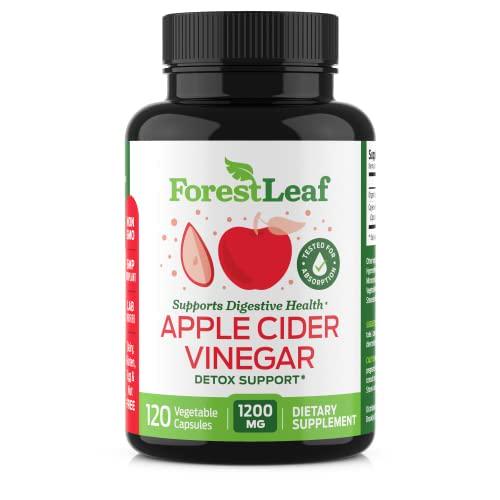 Forest Leaf - Apple Cider Vinegar Capsules with Cayenne Pepper Powder 1200mg - 120 Organic Pills - ACV Raw Supports Metabolism, Diet, Detox, Digestion, Gut Health, Cleanser - Immune Support Supplement