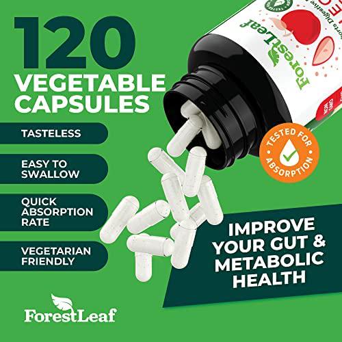 Forest Leaf - Apple Cider Vinegar Capsules with Cayenne Pepper Powder 1200mg - 120 Organic Pills - ACV Raw Supports Metabolism, Diet, Detox, Digestion, Gut Health, Cleanser - Immune Support Supplement