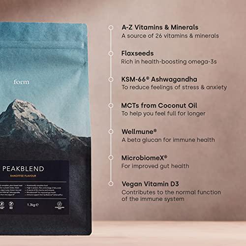 Form Peakblend - Vegan Meal Replacement | High protein and fiber | 26 vitamins and minerals | No artificial flavors, no artificial sweeteners |13 servings - 1.3kg (Chocolate Peanut)