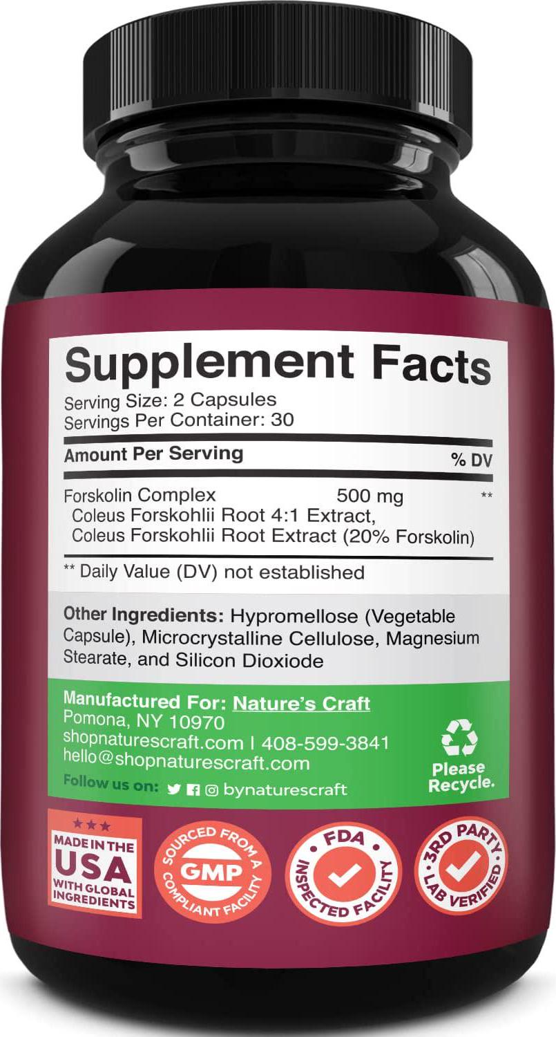 Forskolin Supplement Natural Appetite Suppressant - Forskolin for Weight Loss Maximum Strength Metabolism Booster Sugar Blocker Belly Fat Burner Immune Support and Carb Blocker - Natural Weight Loss