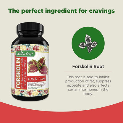 Forskolin Weight Loss Supplement for Men and Women, Burns Body Fat and Boosts Metabolism with Natural Pure Coleus Forskohlii Extract 60 Capsules