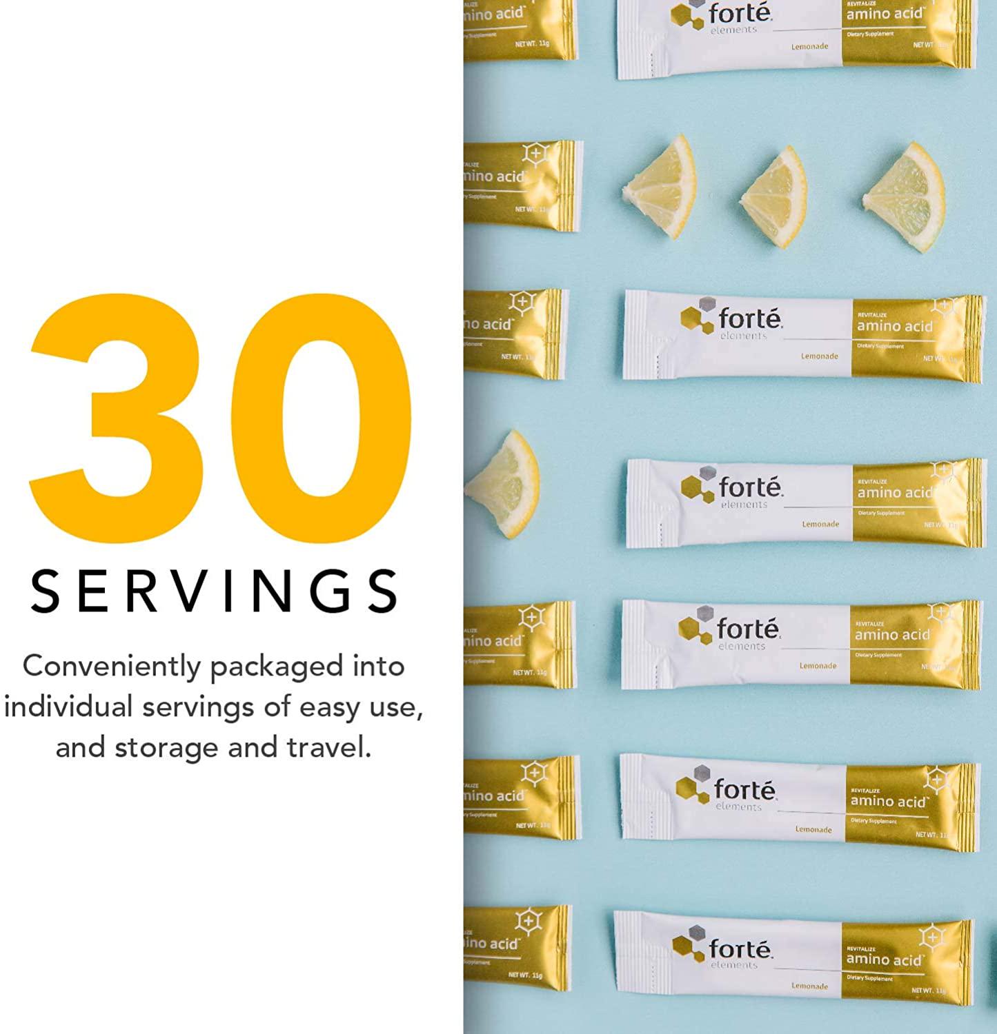 Forte Amino Acid Supplement Powder Physician Formulated Blend of Glutamine, Arginine, Lysine, Taurine and Serine Supports Intense Exercise and Trauma Recovery (Lemonade Flavor 30 Servings)