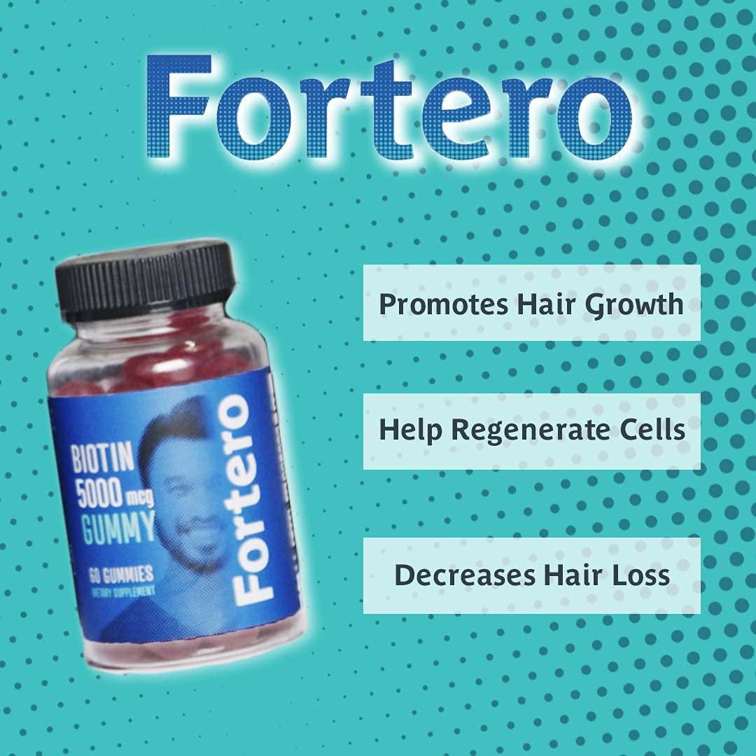 Fortero Biotin Gummy for Hair Growth – Gummy Vitamin with Biotin, Vitamin A and D, Folic Acid – Biotin 5000mcg in Every Gummy Vitamin – Fast Hair Growth and Support Healthy Hair, Skin and Nail (Gummy)