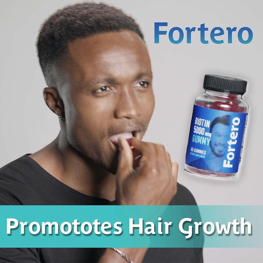 Fortero Biotin Gummy for Hair Growth – Gummy Vitamin with Biotin, Vitamin A and D, Folic Acid – Biotin 5000mcg in Every Gummy Vitamin – Fast Hair Growth and Support Healthy Hair, Skin and Nail (Gummy)