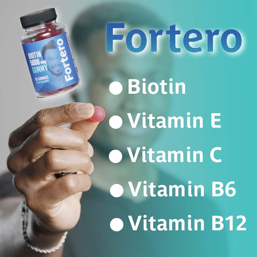 Fortero Biotin Gummy for Hair Growth – Gummy Vitamin with Biotin, Vitamin A and D, Folic Acid – Biotin 5000mcg in Every Gummy Vitamin – Fast Hair Growth and Support Healthy Hair, Skin and Nail (Gummy)