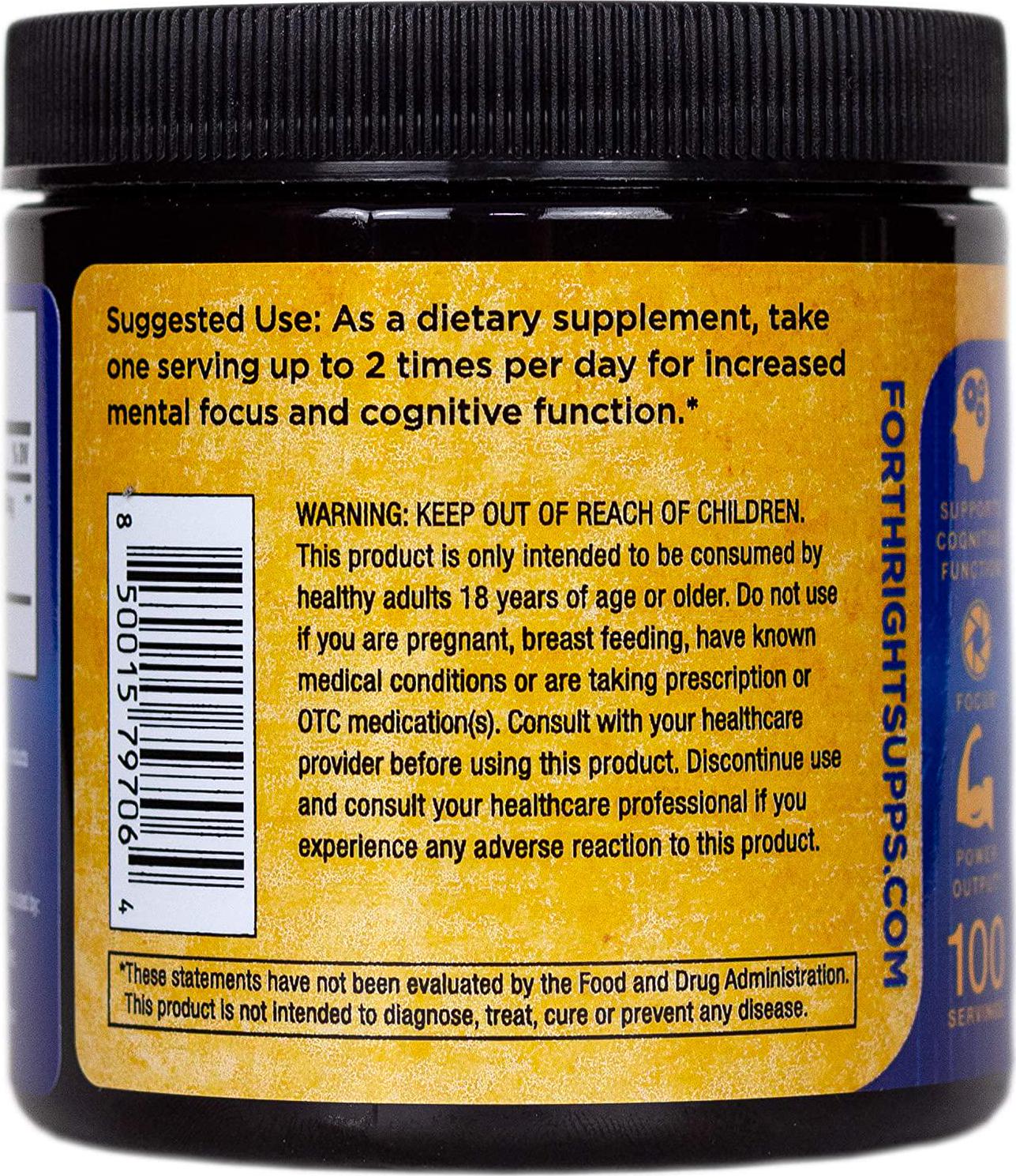 Forthright Nutrition - Alpha GPC 50% Powder (60g) - Cheapest Cost per Gram - Nootropic for Cognitive Function, Focus, Memory, and Power Output