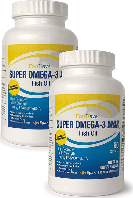 Fortifeye Vitamins Super Omega-3 Fish Oil, Lemon Flavor, Natural Triglyceride, 900 EPA / 600 DHA Per Serv. - 60 Day, 120 Softgel Capsules