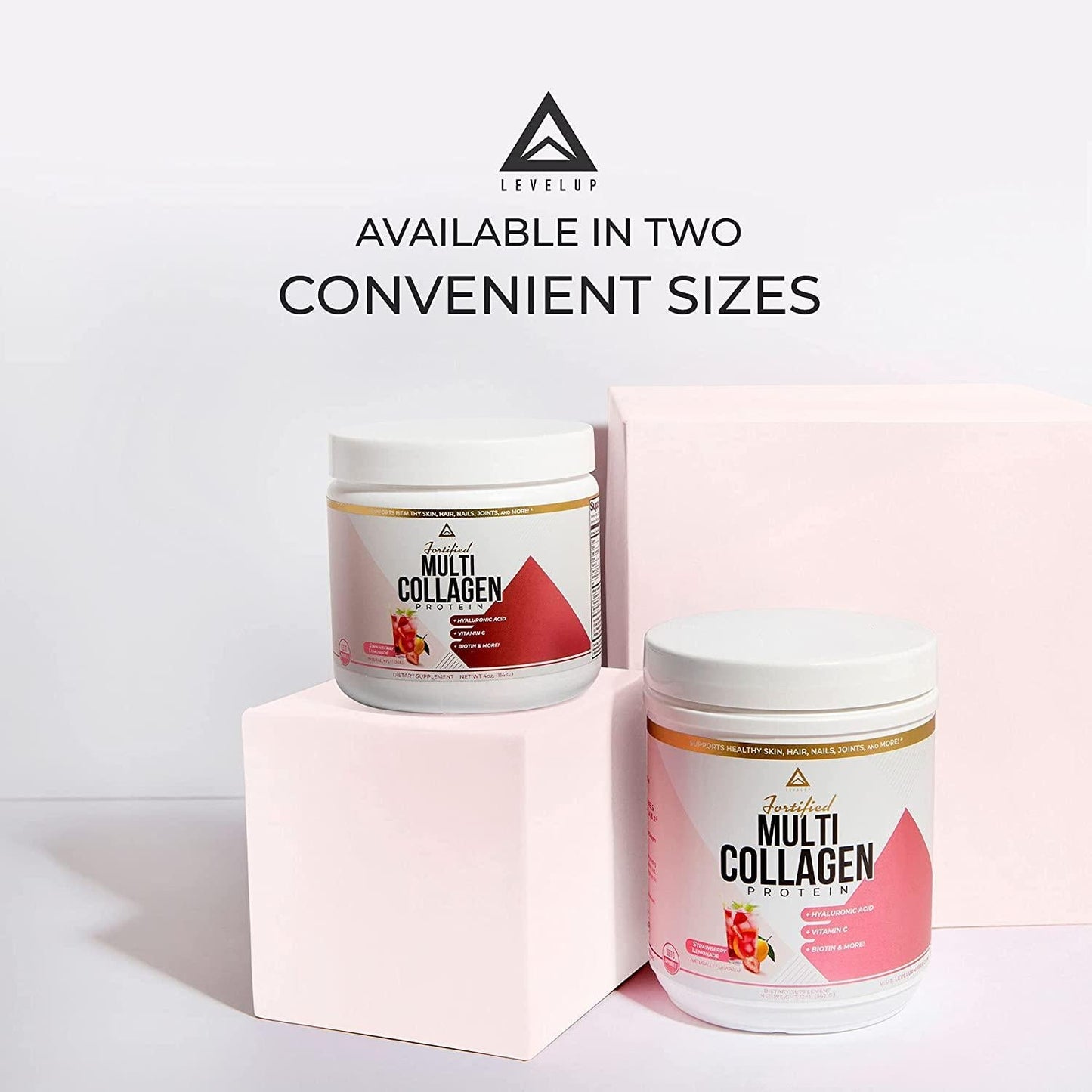 Fortified Multi Collagen Protein Powder: Types I, II, III, V and X with Added Biotin, Hyaluronic Acid, Glucosamine, MSM for Joints Hair Skin Nails Gut - Keto Approved (Strawberry Lemonade - 10 Servings)