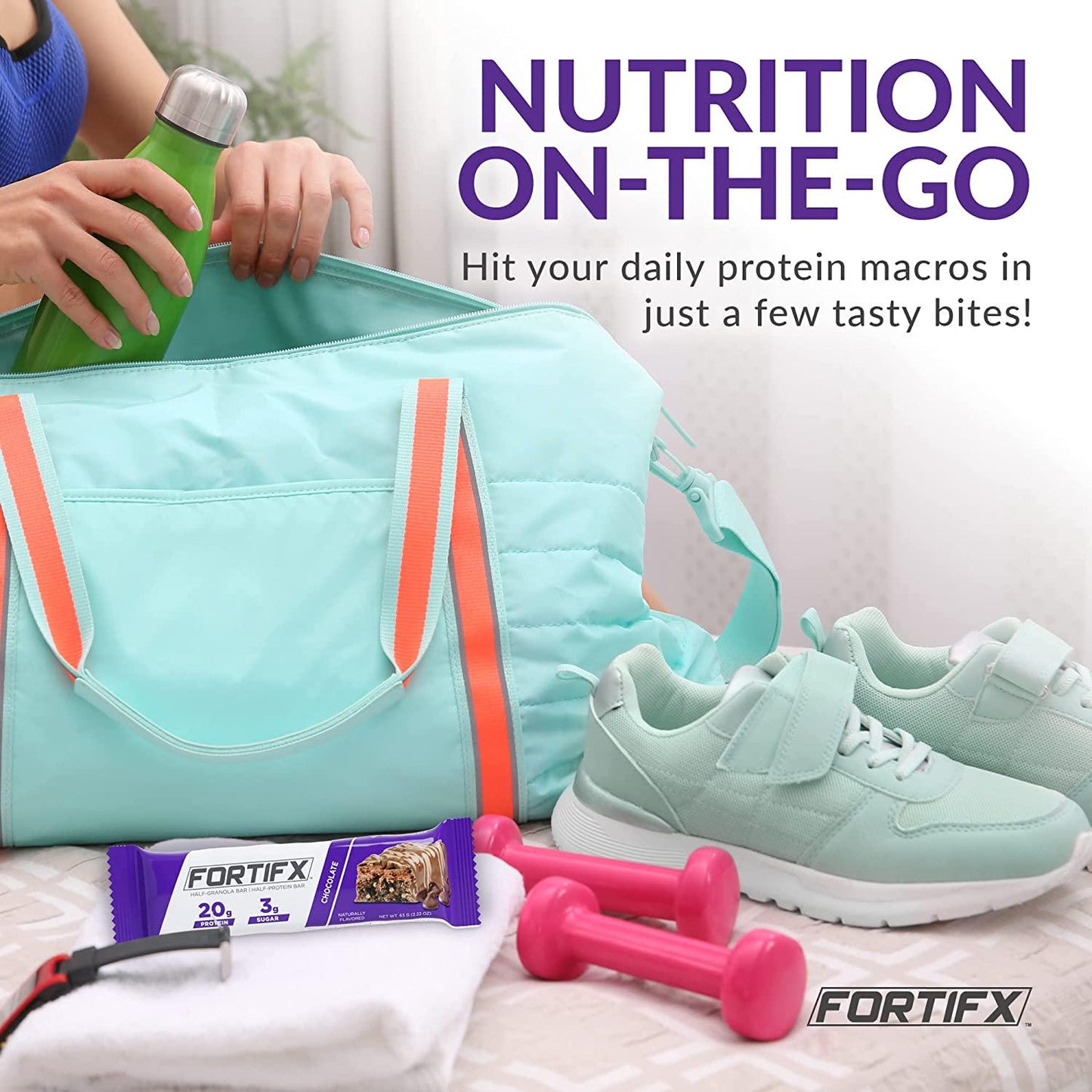 Fortifx Protein Bars - 20g Protein - 3g Sugar - Low Calorie High Protein Bars - Gluten Free Candy Bar - Whey and Granola Protein Snacks - Low Sugar One Meal Replacement Bar (Chocolate)