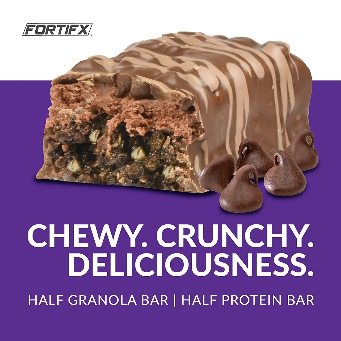 Fortifx Protein Bars - 20g Protein - 3g Sugar - Low Calorie High Protein Bars - Gluten Free Candy Bar - Whey and Granola Protein Snacks - Low Sugar One Meal Replacement Bar (Chocolate)