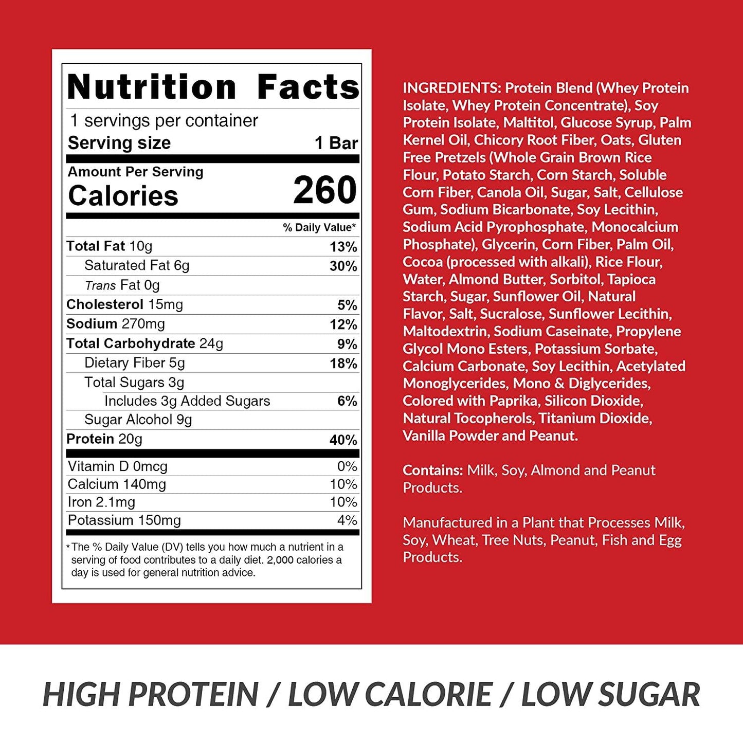 Fortifx Protein Bars - Chocolate Pretzel Protein Bar - Case of 12 - Low Calorie High Protein Bars - Gluten Free Candy Bar - Whey and Granola Protein Snacks - Low Sugar One Meal Replacement Bar