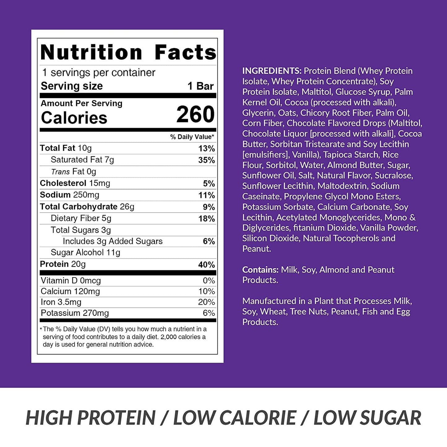 Fortifx Protein Bars - 20g Protein - 3g Sugar - Low Calorie High Protein Bars - Gluten Free Candy Bar - Whey and Granola Protein Snacks - Low Sugar One Meal Replacement Bar (Chocolate)