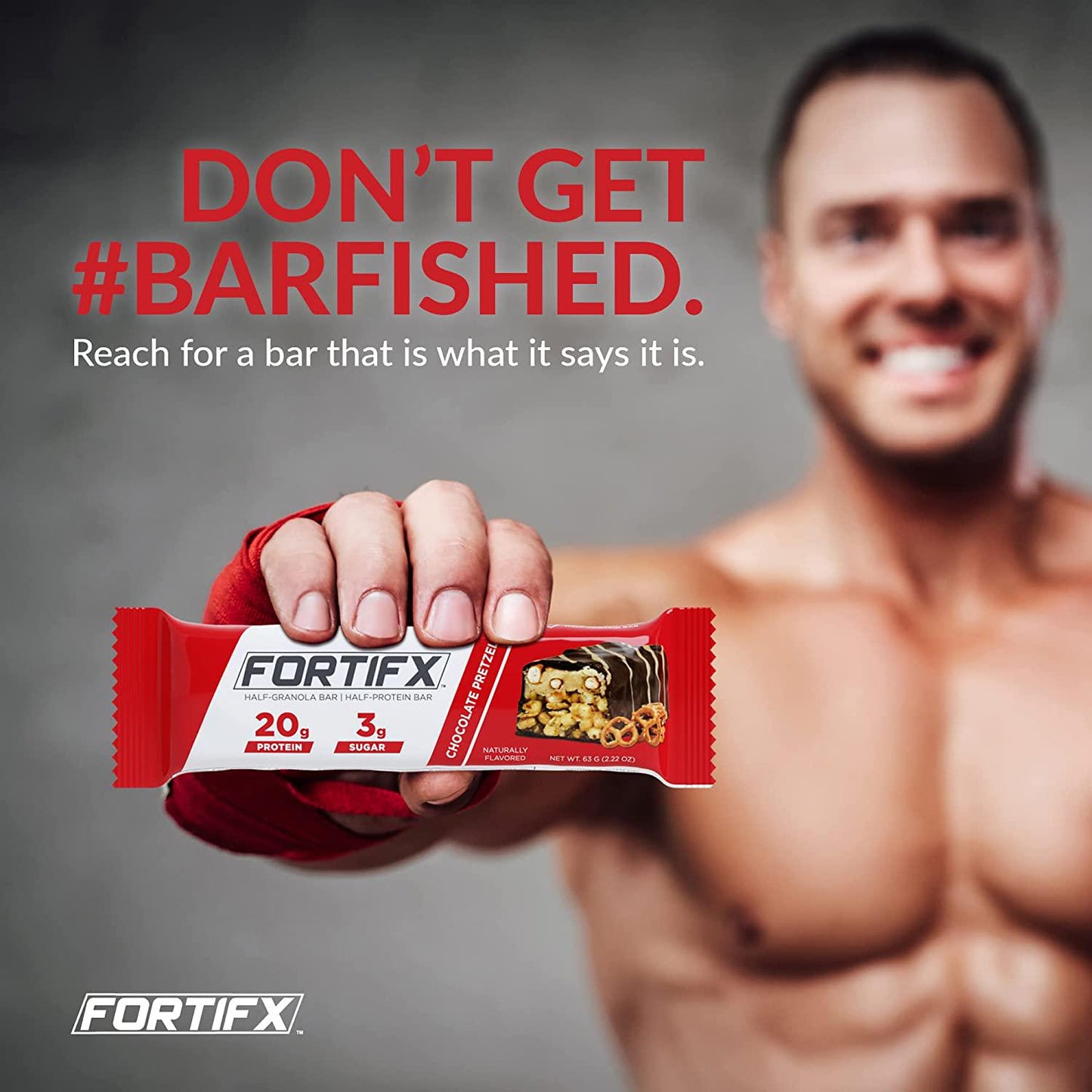 Fortifx Protein Bars - Chocolate Pretzel Protein Bar - Case of 12 - Low Calorie High Protein Bars - Gluten Free Candy Bar - Whey and Granola Protein Snacks - Low Sugar One Meal Replacement Bar