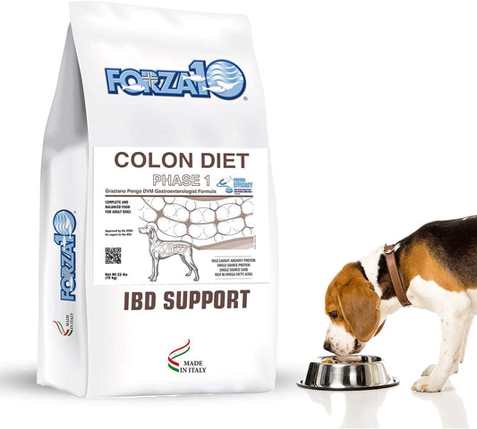 Forza10 Active Colon Support Diet Phase 1 Dry Dog Food, Helps Dogs with Diarrhea, Colitis and Constipation, Wild Caught Anchovy Protein Flavor for Adult Dogs