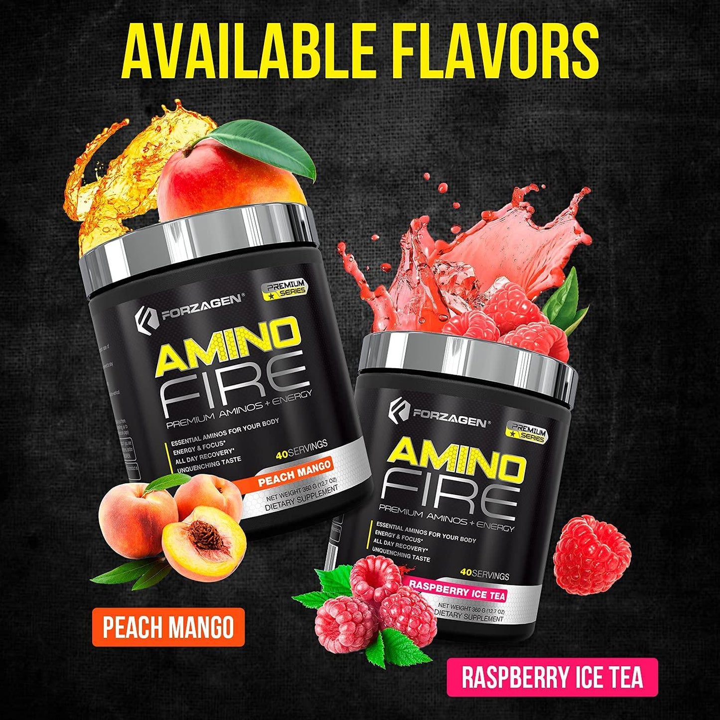 Forzagen Amino Energy + BCAA Amino Acids - Energy | Focus | Endurance | Reaction | 40 Servings of Amazing Flavors | Amino Fire (Peach Mango)