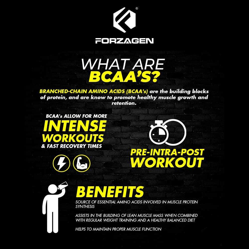 Forzagen BCAA Powder with Glutamine 30 Servings, Branched Chain Amino Acid Powder, Recovery Post Workout, Build, Hydration Available 4 Flavors (Pineapple)