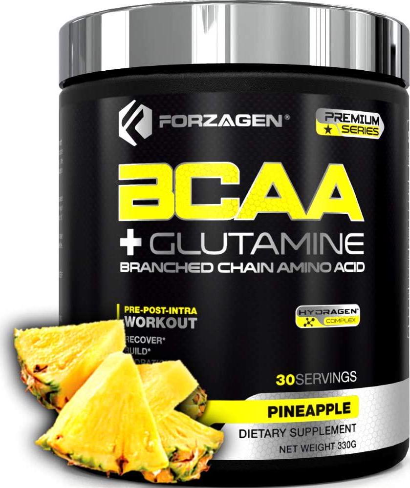 Forzagen BCAA Powder with Glutamine 30 Servings, Branched Chain Amino Acid Powder, Recovery Post Workout, Build, Hydration Available 4 Flavors (Pineapple)
