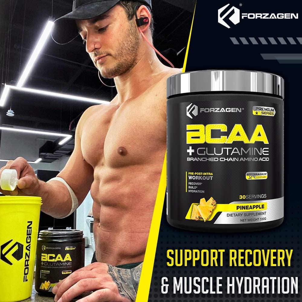 Forzagen Bcaa Powder + Glutamine - Bcaa Amino Acids With Electrolytes Keto Friendly And Essential Amino Acids Supplements | Post Workout Recovery Drink. (PINEAPPLE)