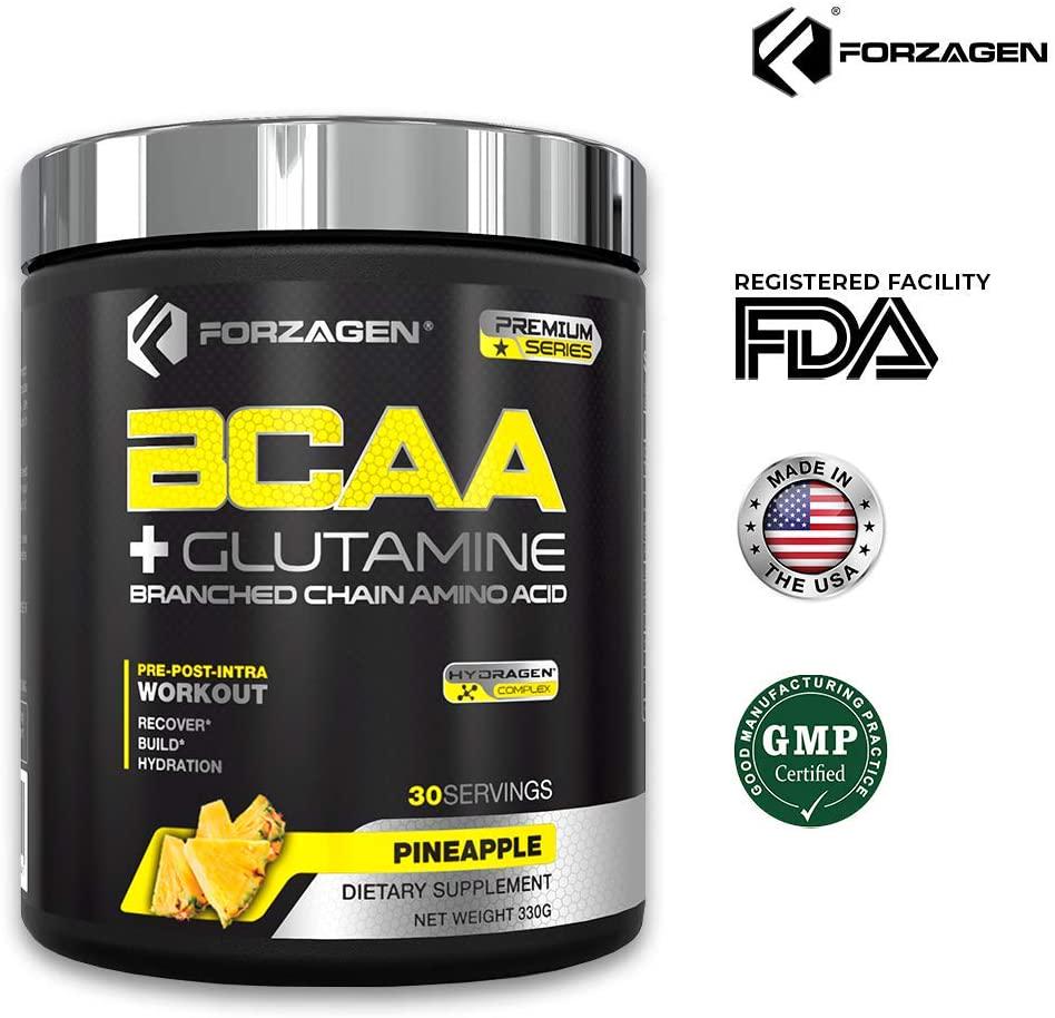 Forzagen Bcaa Powder + Glutamine - Bcaa Amino Acids With Electrolytes Keto Friendly And Essential Amino Acids Supplements | Post Workout Recovery Drink. (PINEAPPLE)