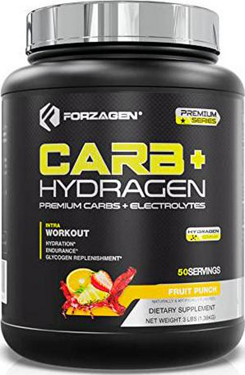 Forzagen Carbs Powder with Hydragen, 50 Servings, Hydration, Endurance, Electrolytes 3lbs (Fruit Punch)